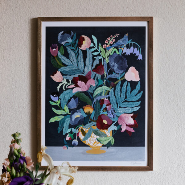 A bunch of blue flowers - print